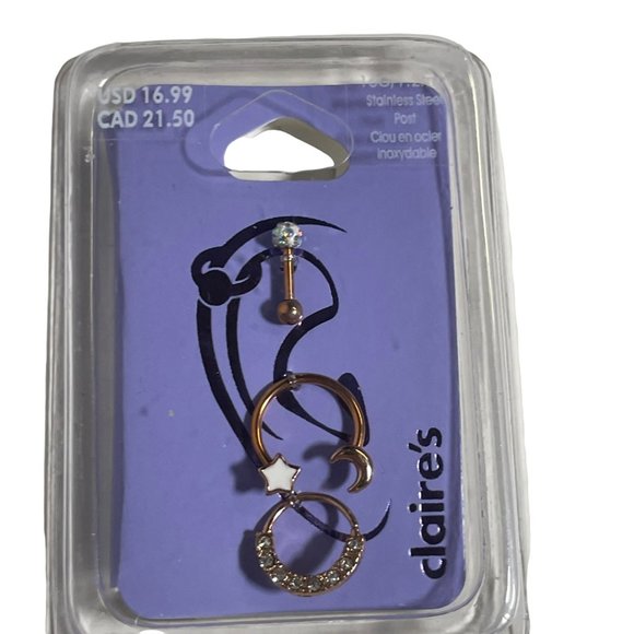 New Rose Gold Celestial earring body jewelry set stainless steel sun moon - Picture 3 of 6